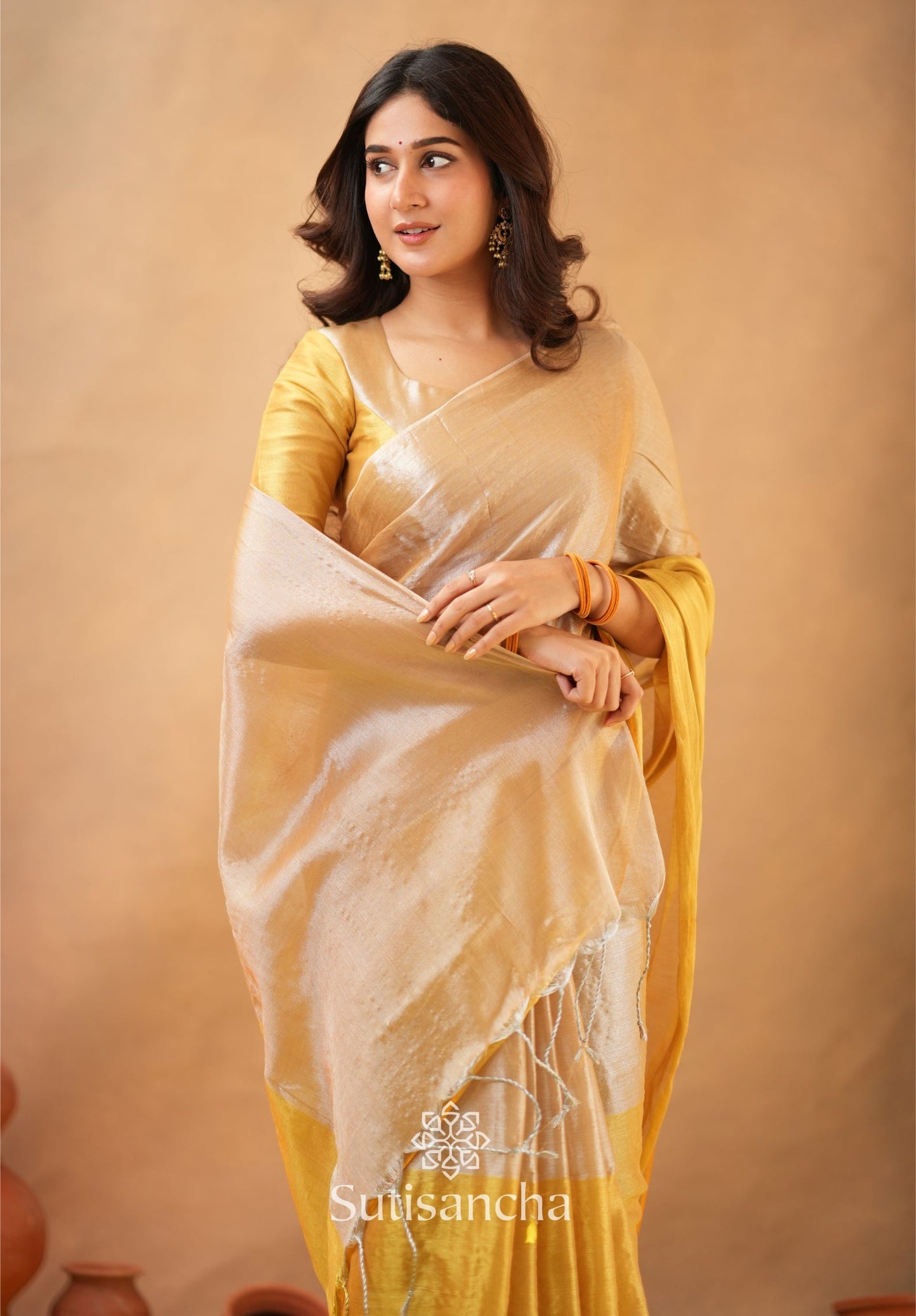 Dhiyona SS Regal Split Elegance Handloom Tissue Cotton Saree