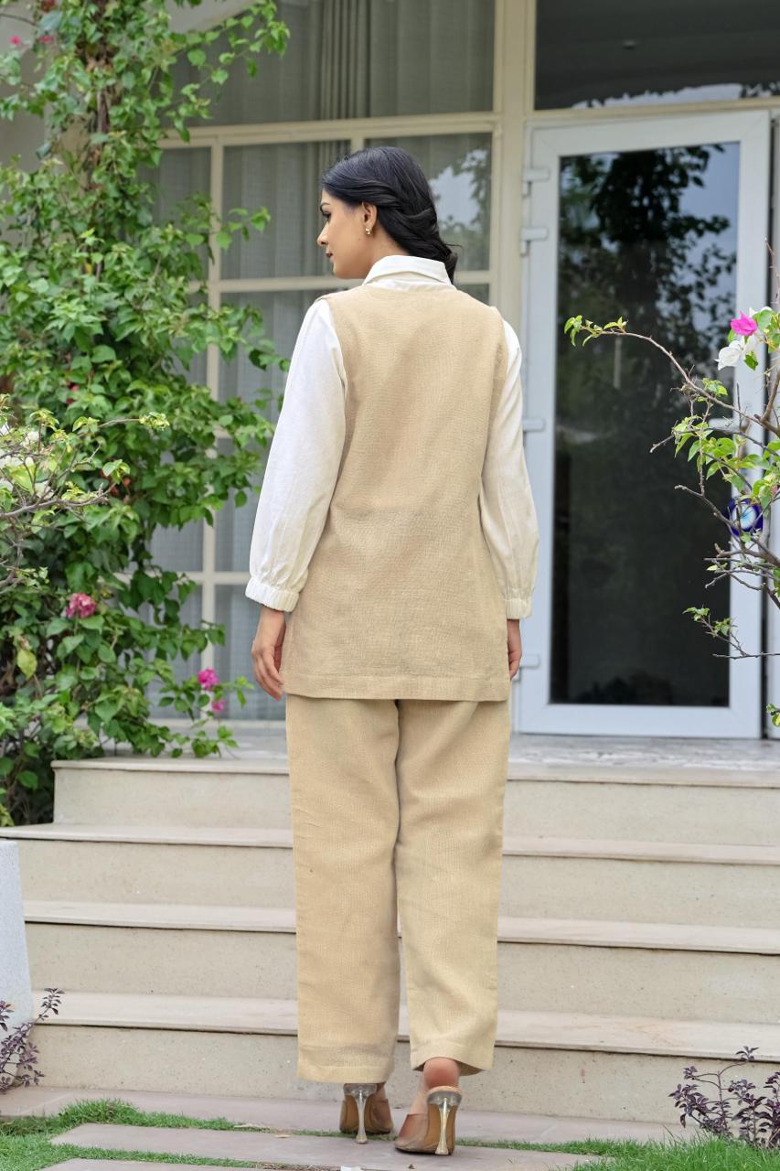 Opela almond jute embroidery co-ord set