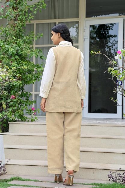 Opela almond jute embroidery co-ord set