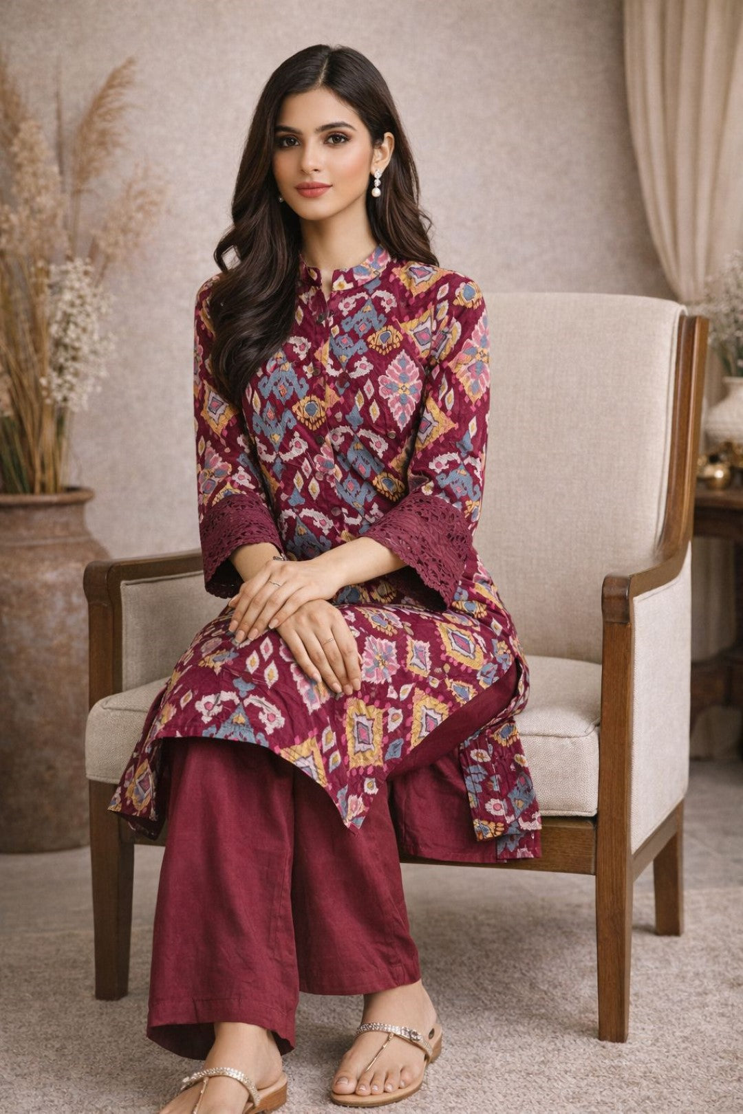 Surbhi jam printed cotton kurta pant set