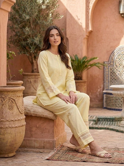 Prisha Corn embroidery cotton co-ord set