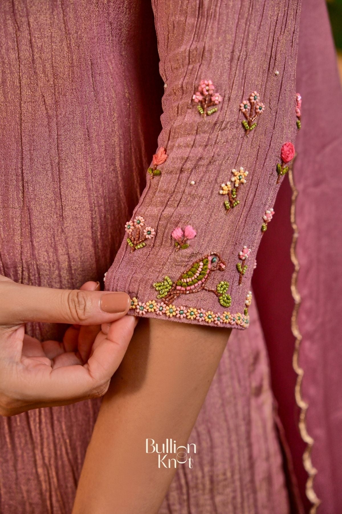 Dhiyona BN Phoolkari Lavender Thread Work Kurta Set