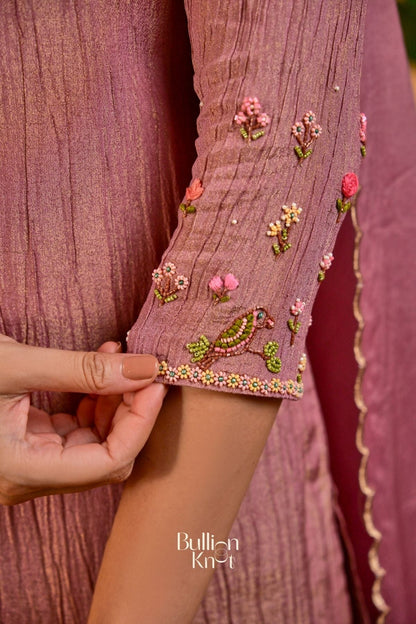 Dhiyona BN Phoolkari Lavender Thread Work Kurta Set