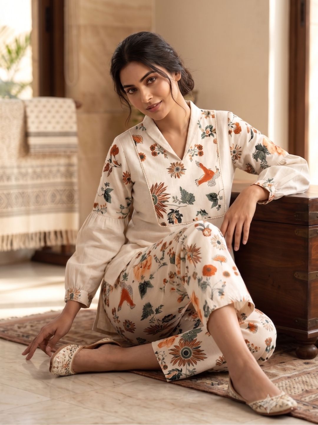 Rashmika Pearl Cotton Co-ord Set