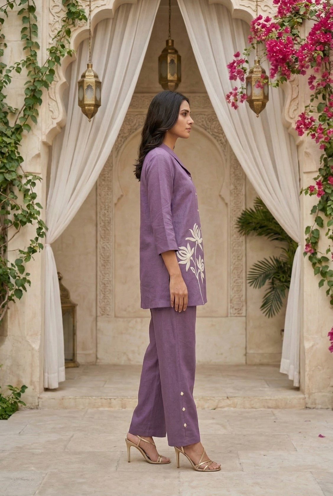 Sargi amethyst embroidery cotton co-ord set