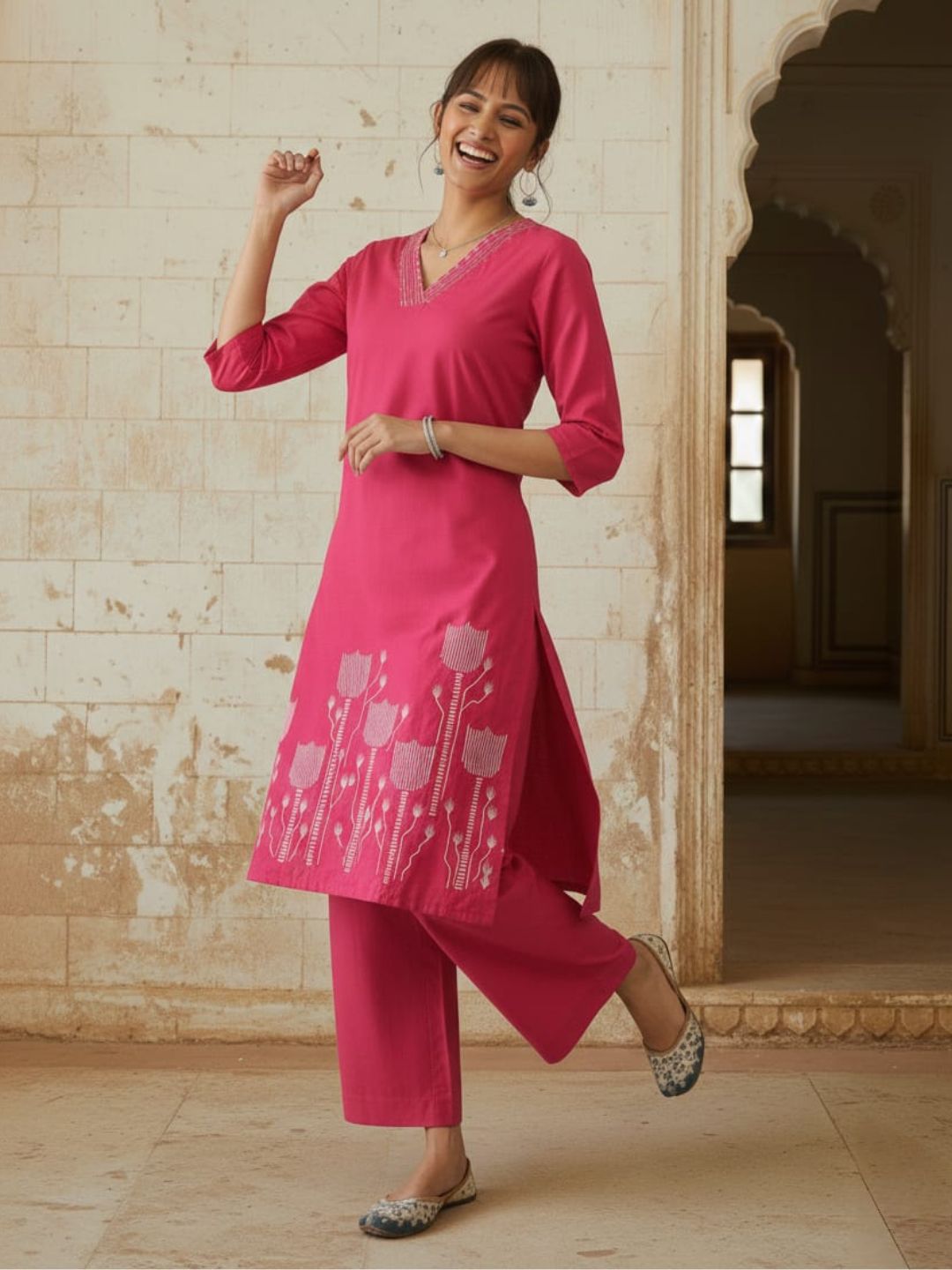Swades rouge cotton co-ord set