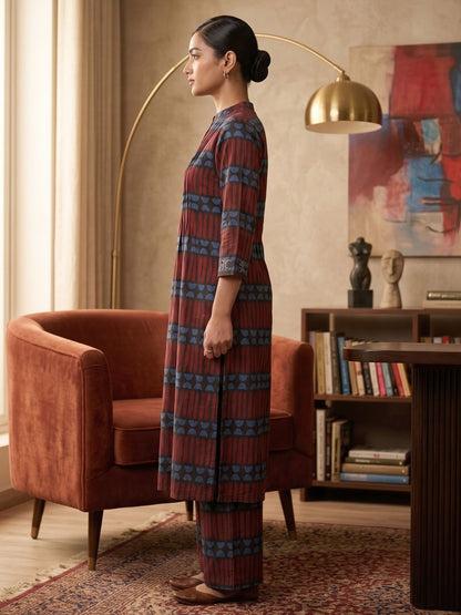 Akshara brick cotton kurta pant set