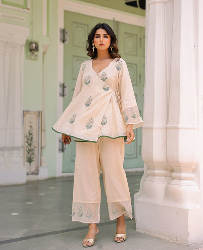 Mahira Beige Mul Chanderi Kurta Set