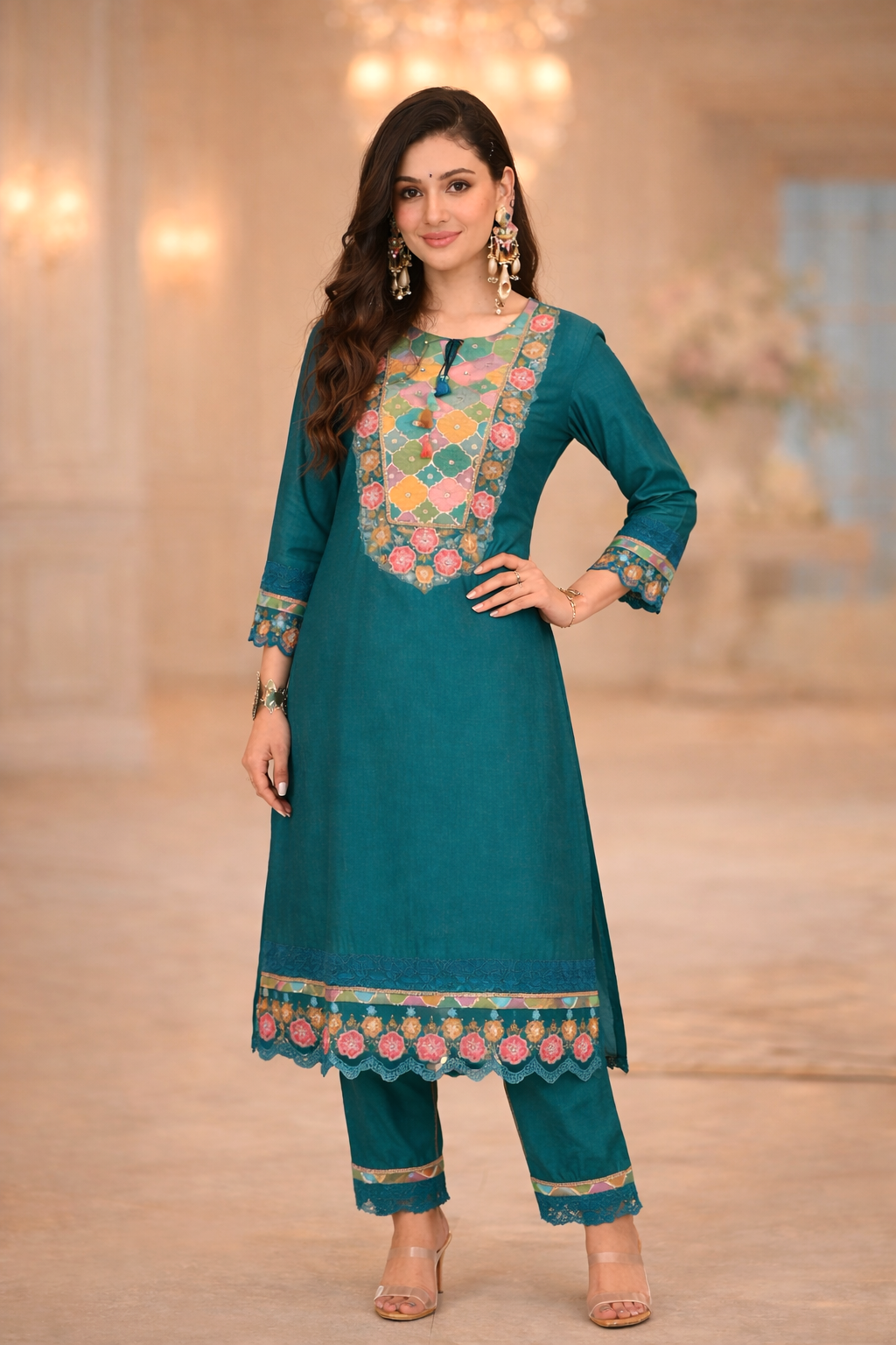 Nazia Peacock embroidery suit Set