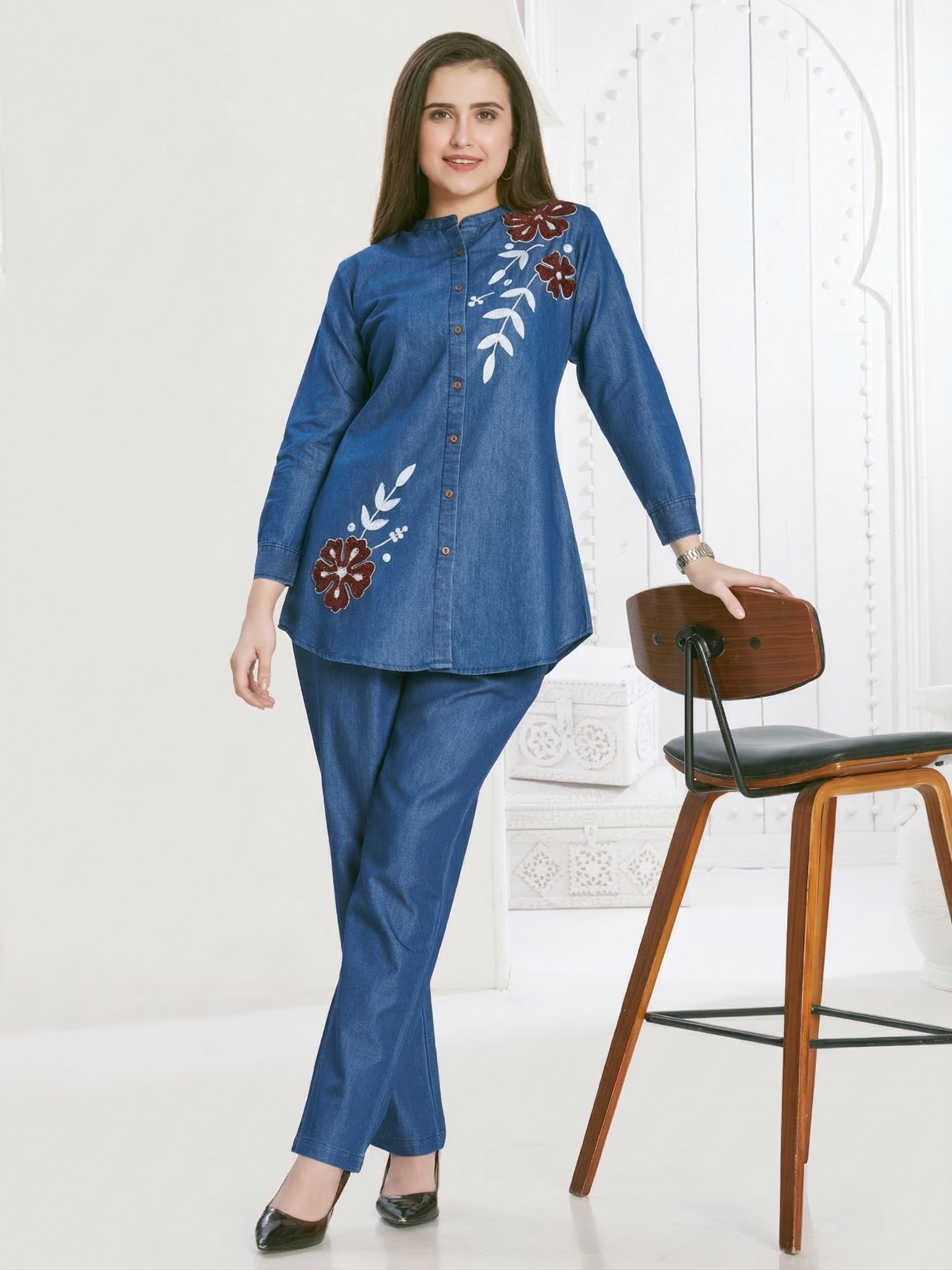 Kipling aspen embroidery denim co-ord set