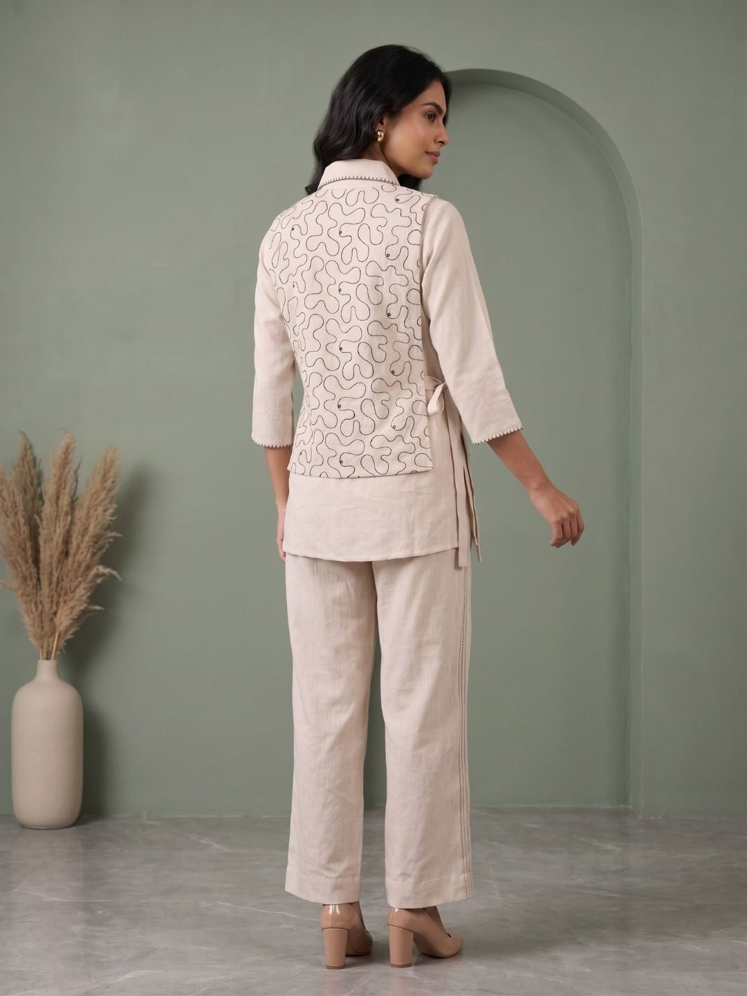 Ridhika Ivory embroidery cotton co-ord set