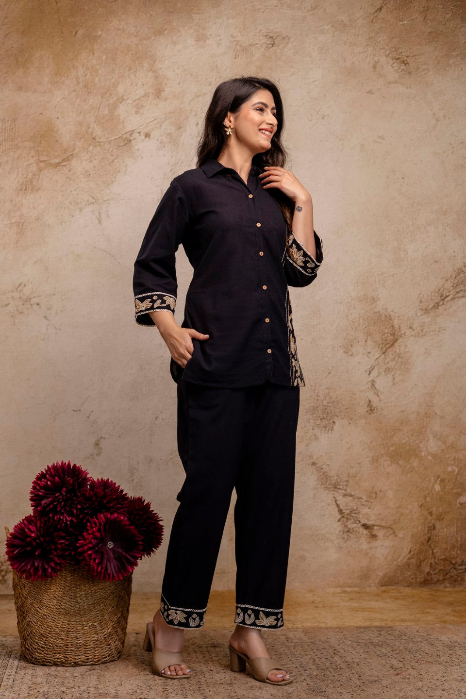 Viyona Jet Embroidered Co-ord Set