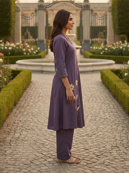 Tatva iris embroidery cotton kurta pant set