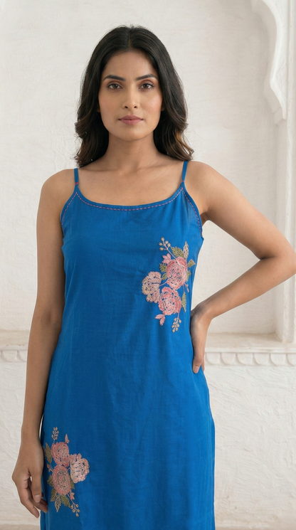 Mishka cobalt embroidery kurta pant set