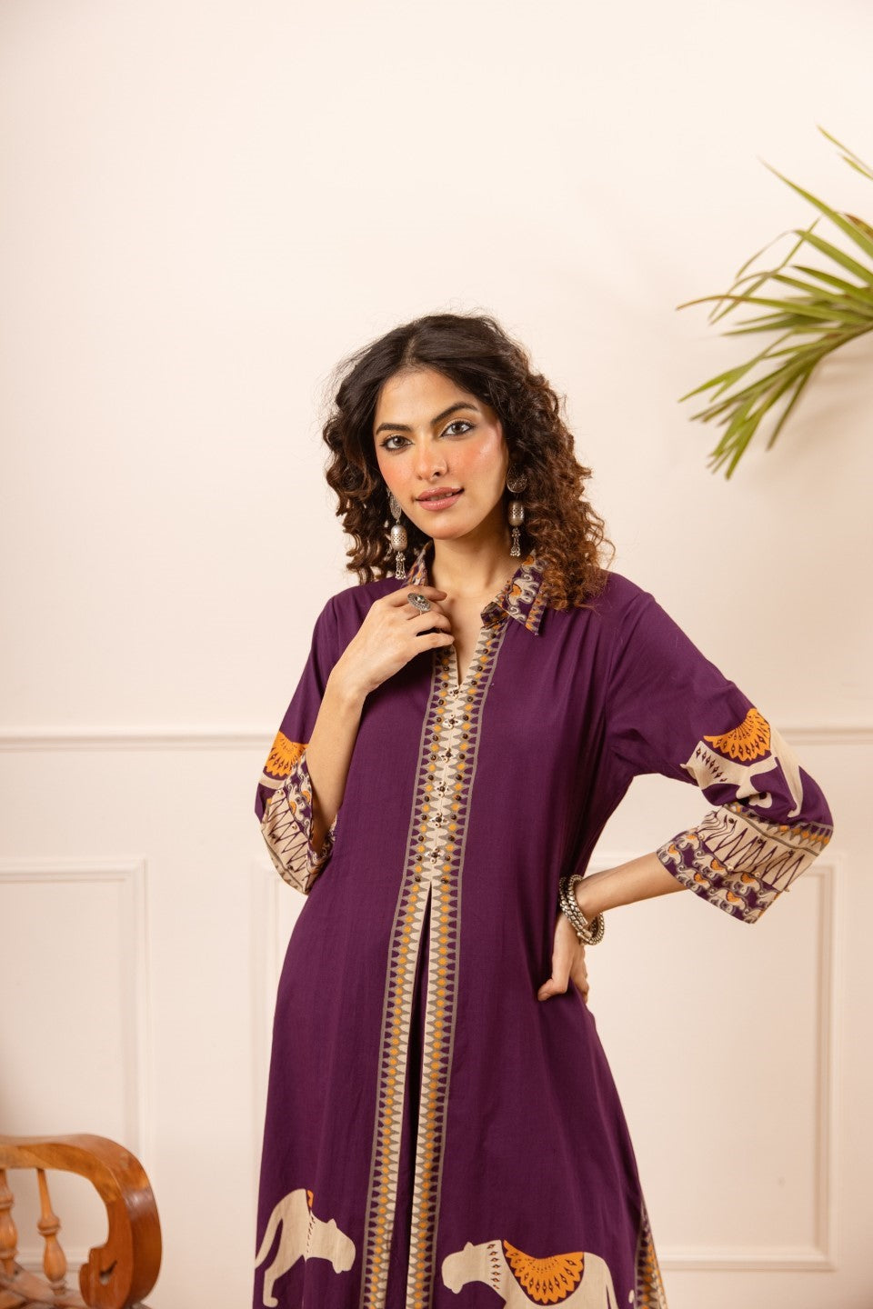 Karen aztec printed cotton kurta pant set