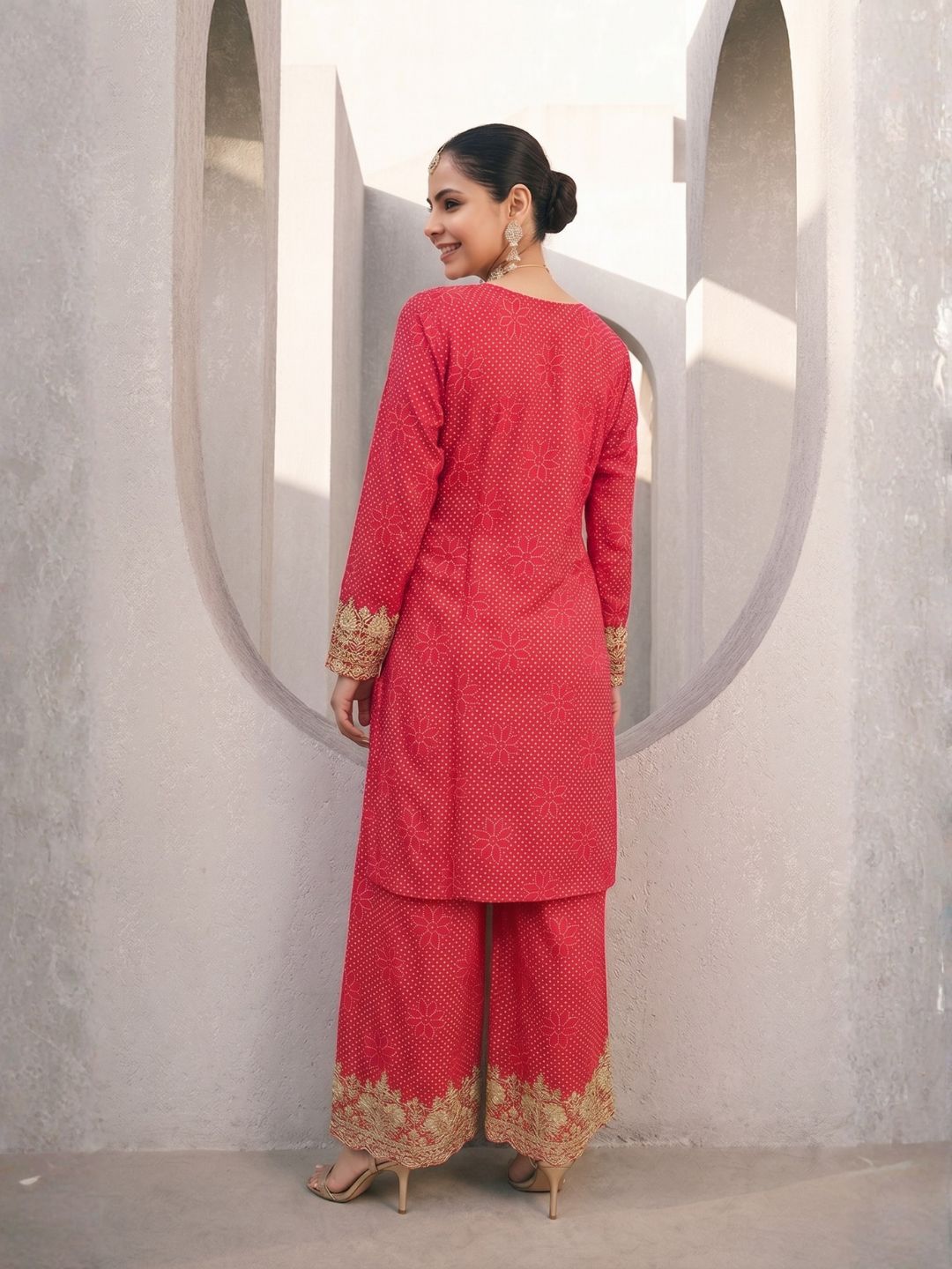 Zarkash Rose Full Work Suit Set