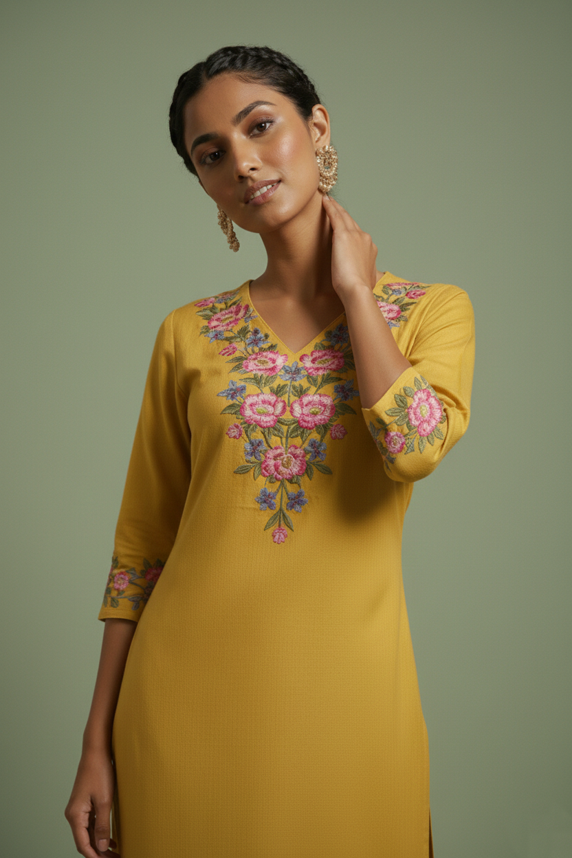 Chandri Wattle Embroidered Kurta Pant Set