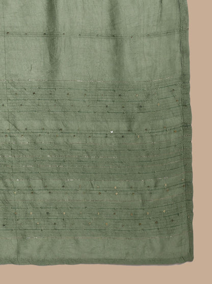 Dhiyona AN Green Ethnic Motifs Printed Straight Pure Silk Kurta With Sharara & Dupatta