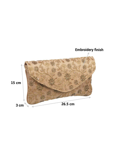 Dhiyona NR Gold-Toned Embroidered Envelope Clutch