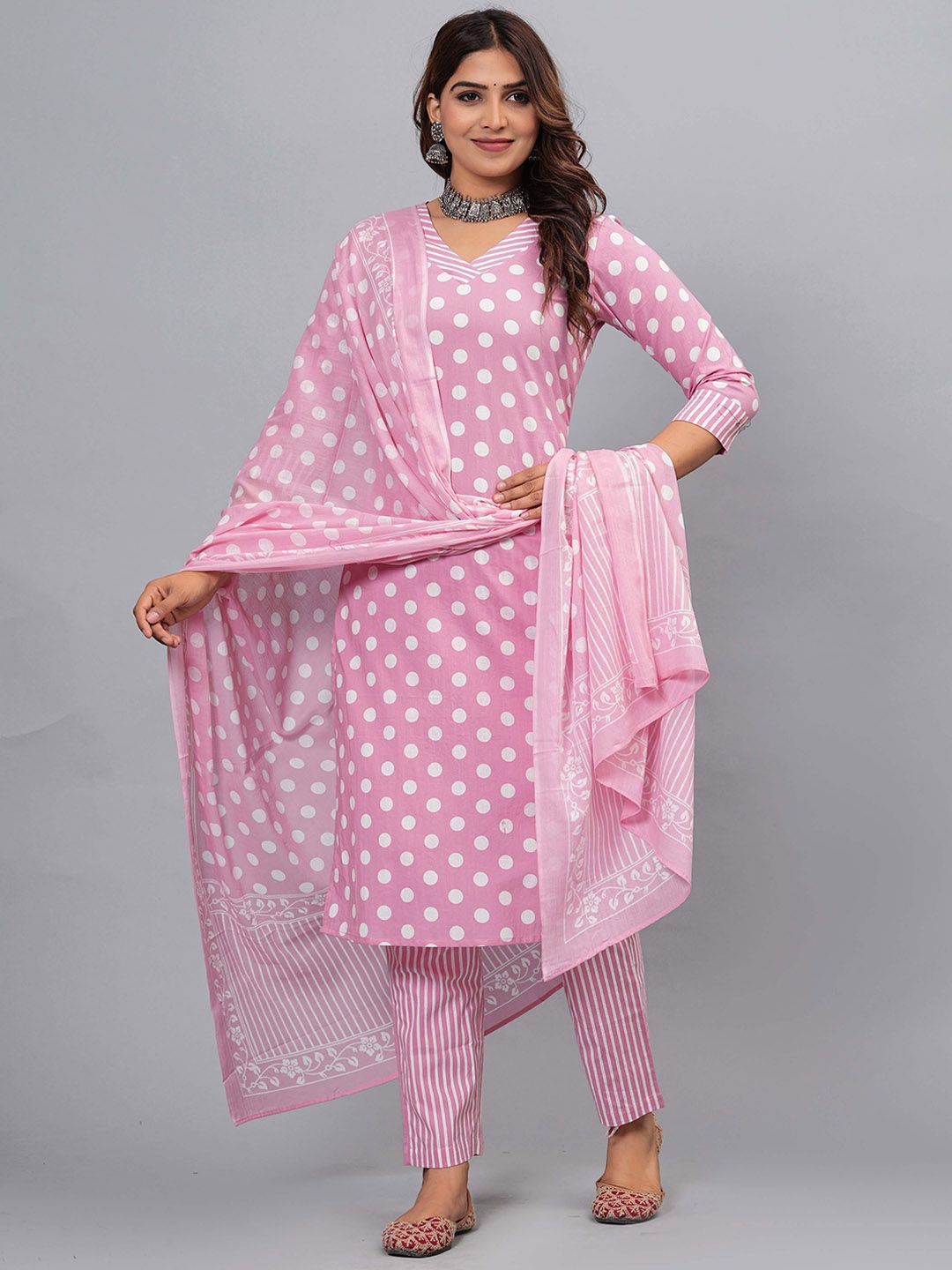 Dhiyona KL Women Printed Regular Pure Cotton Kurta with Pyjamas & With Dupatta