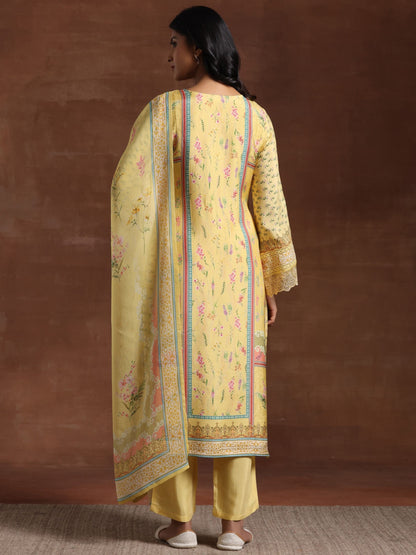 Dhiyona LL Women Floral Printed Regular Beads and Stones Kurta with Palazzos & With Dupatta