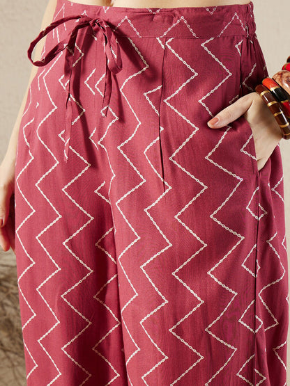 Floral Printed V-Neck Sequinned A-Line Kurta with Salwar
