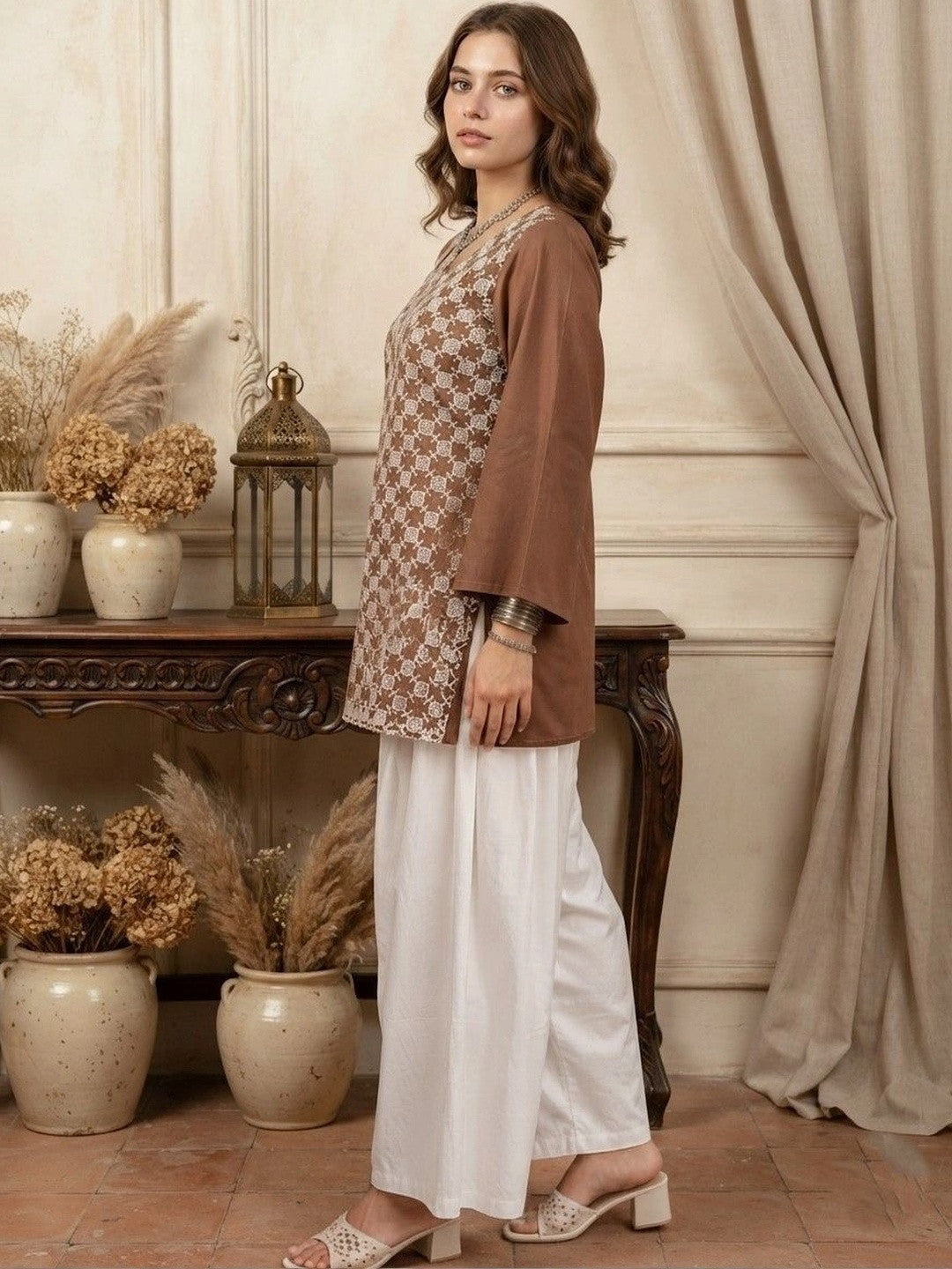 Women Printed Regular Pure Cotton Kurti with Salwar
