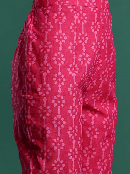 Dhiyona IE Ethnic Motifs Printed Pure Cotton Kurta With Trousers & Dupatta