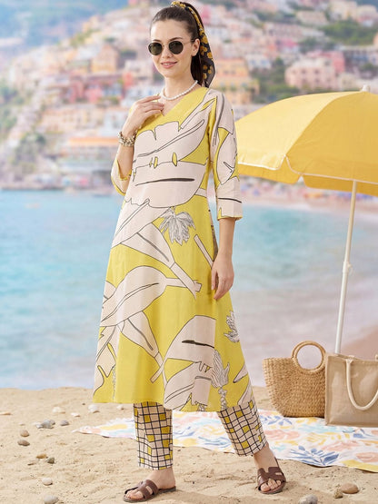 Women Printed Regular Pure Cotton Kurta with Trousers