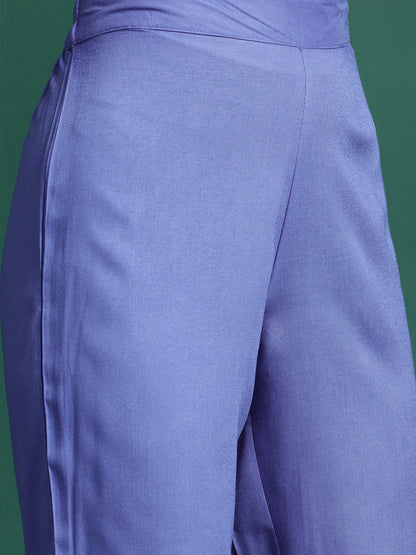 Thread-Work Shawl Collar Kurta with Trousers