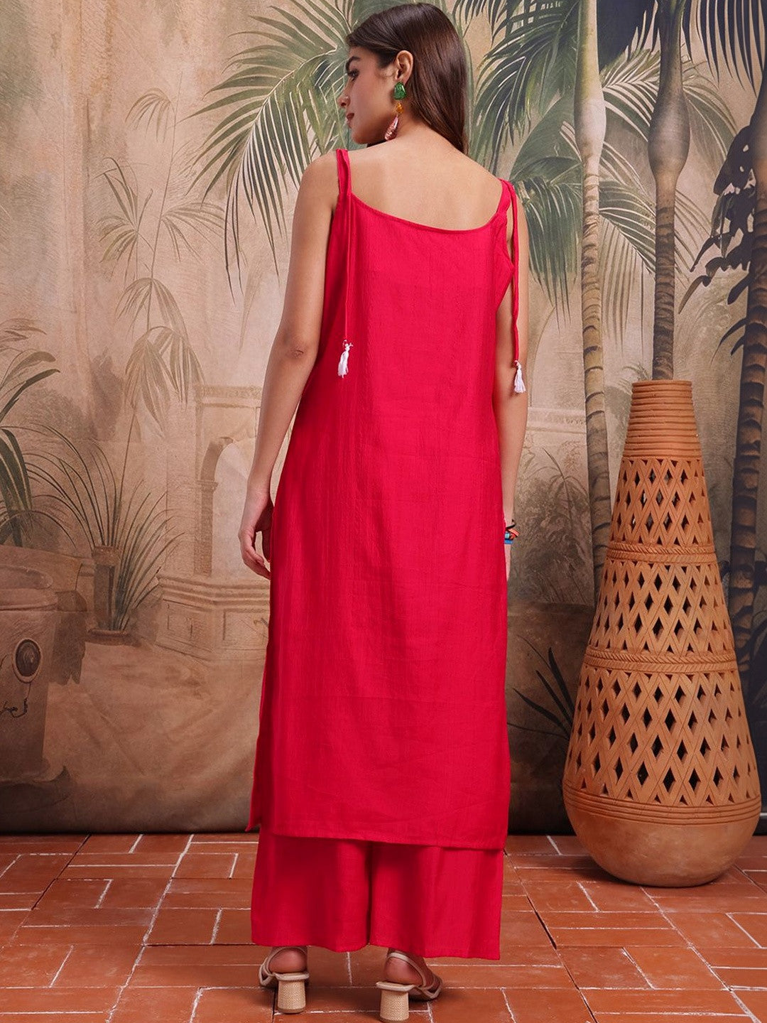 Embroidered Silk Square Neck Kurta & Palazzos