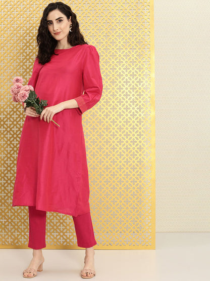 Dhiyona OD  Women Fuchsia Pink Solid Rozana Kurta