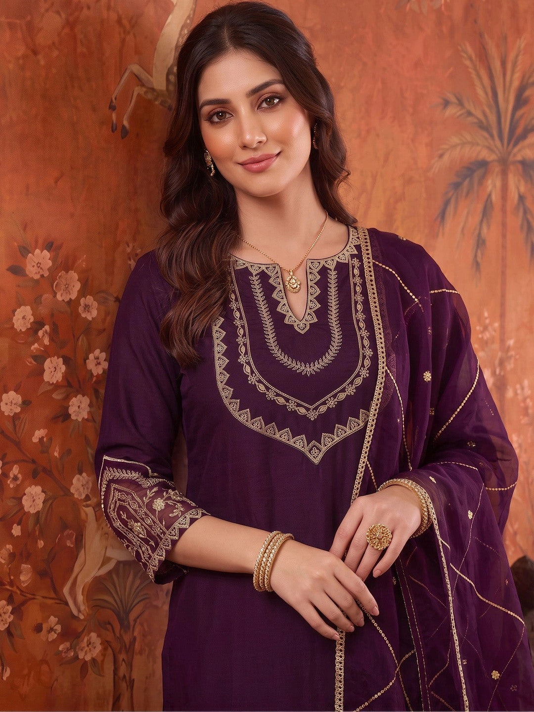 Dhiyona SN Embroidered Round Neck Kurta Sets