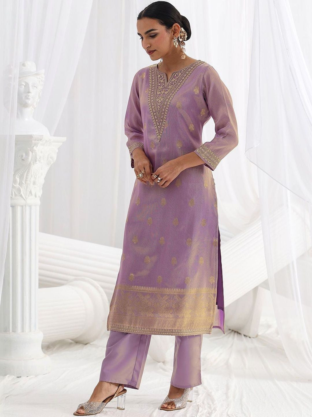 Women Ethnic Motifs Regular Kurta with Trousers & With Dupatta