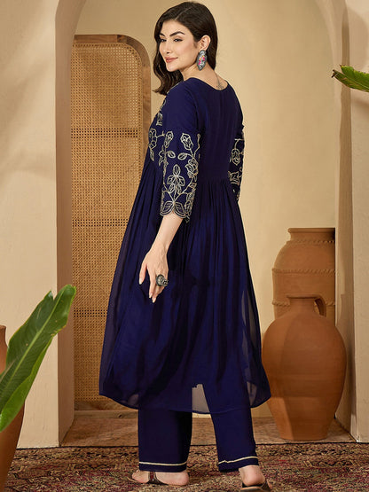 Women Embroidered Poly Georgette Kurta Sets