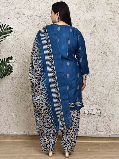 Dhiyona KL Women Plus Size Floral Printed Regular Kurta with Salwar & Dupatta