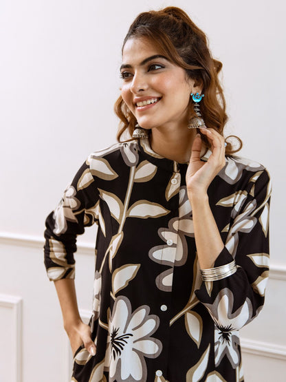 Dhiyona IS Women's Women Floral Printed Regular Kurta with Trousers