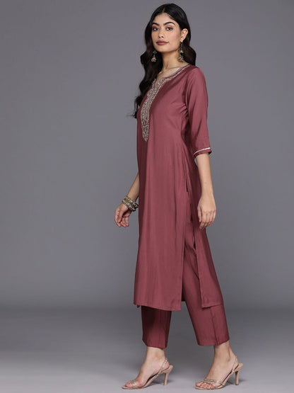 Floral Yoke Design Regular Sequinned Straight Kurta With Trousers & Dupatta
