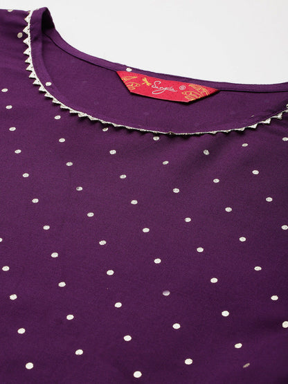 Floral Printed Regular Gotta Patti Kurti With Trousers
