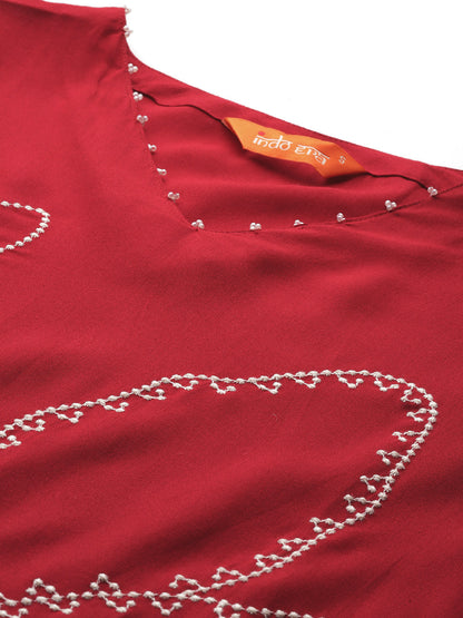 Floral Embroidered Regular Thread Work Kurta with Palazzos