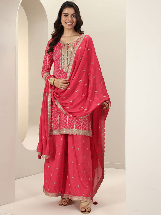 Dhiyona LL Bandhani Printed Regular Kurta With Palazzos & Dupatta