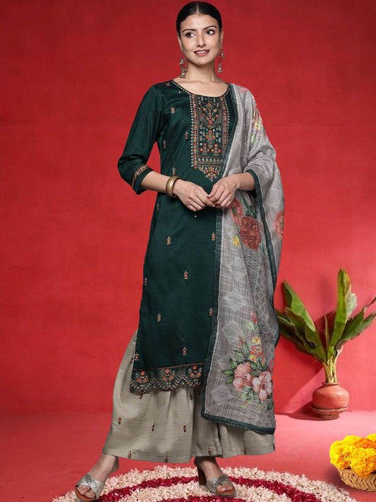 Dhiyona VA Women Ethnic Motifs Embroidered Kurta with Palazzo & Dupatta