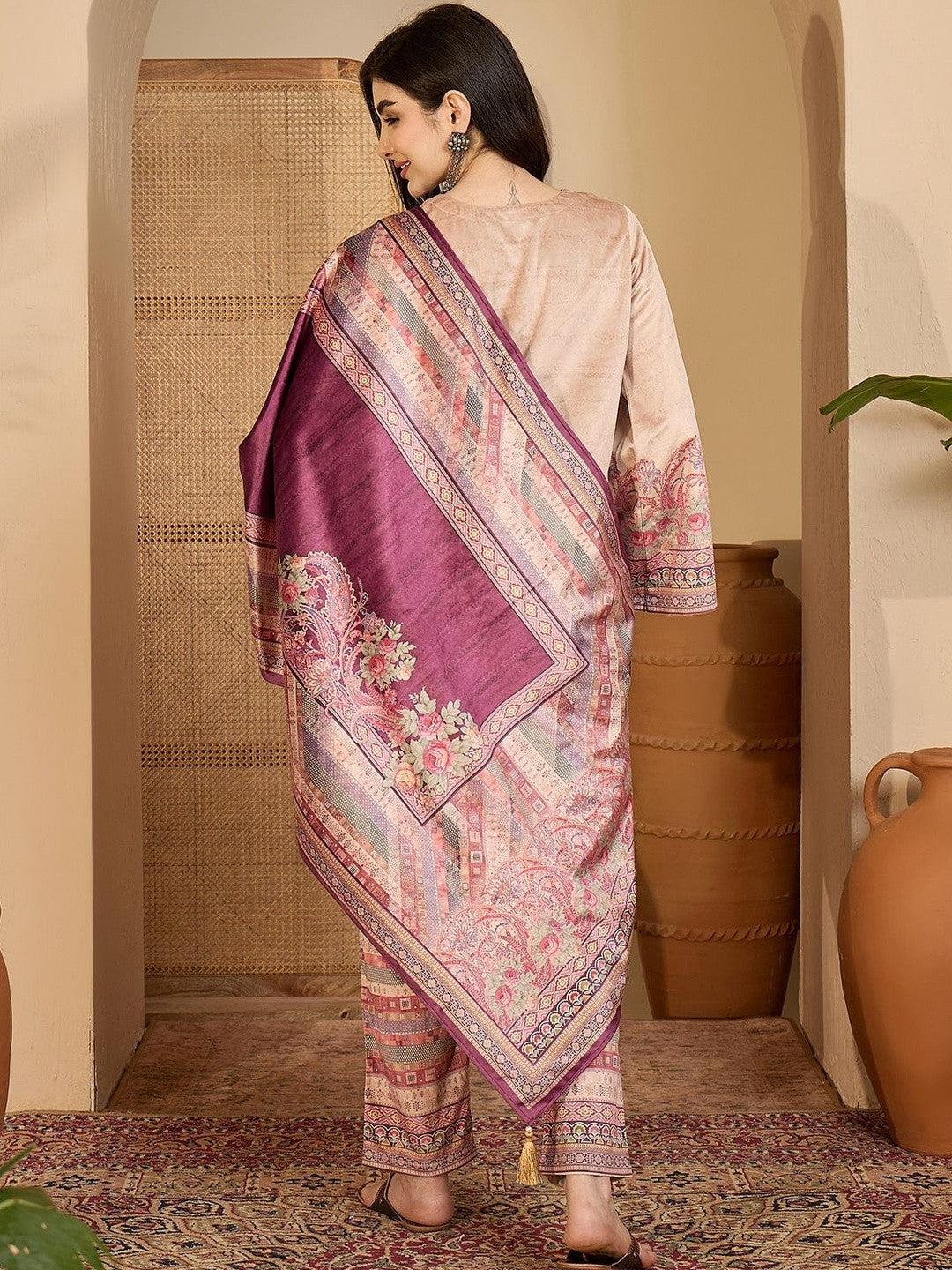 Heavy Velvet with floral Motif kurta set with Dupatta