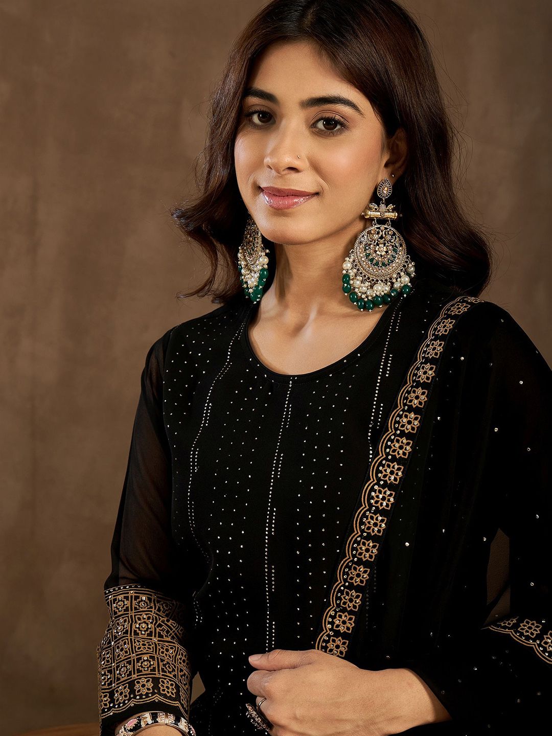 Dhiyona IN Women Striped Embroidered Kurta with Palazzo & Dupatta