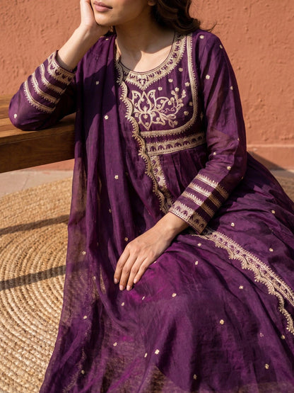 Women Ethnic Motifs Embroidered Empire Thread Work Kurta with Palazzos & With Dupatta