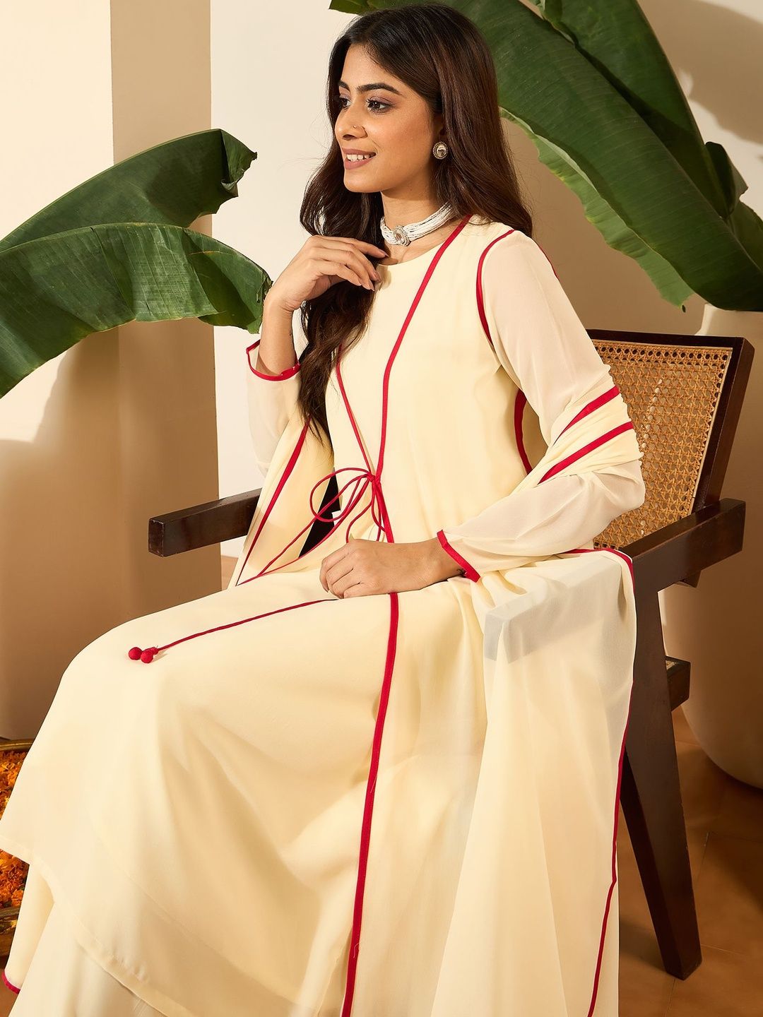 Dhiyona IN Women Layered Kurta with Palazzos & With Dupatta