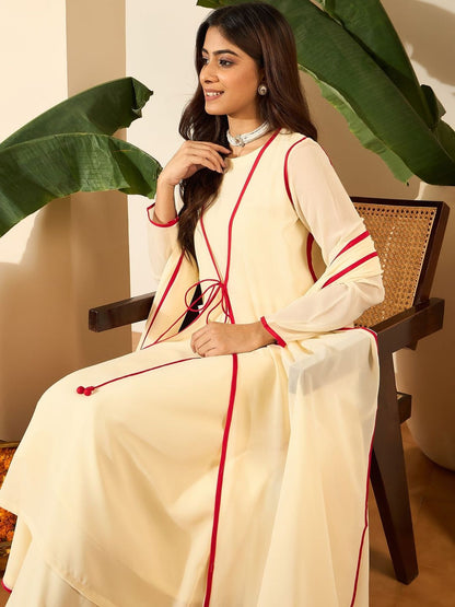 Dhiyona IN Women Layered Kurta with Palazzos & With Dupatta
