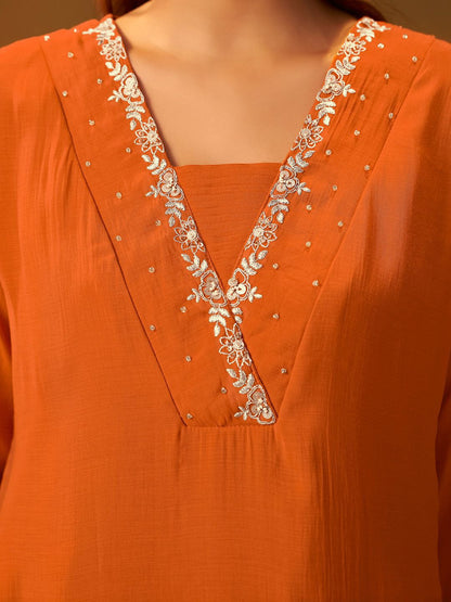 Dhiyona IE Floral Embroidered Square Neck Tunic & Trousers