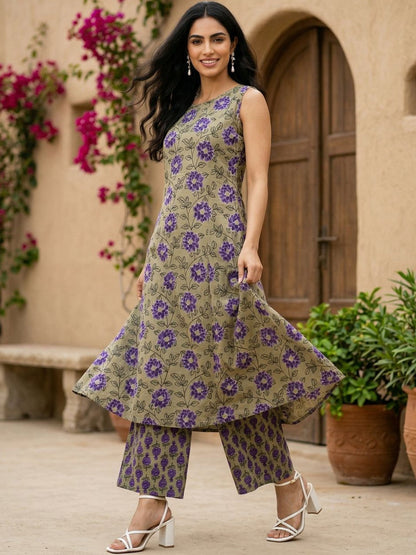 Printed Round Neck Kurta Sets