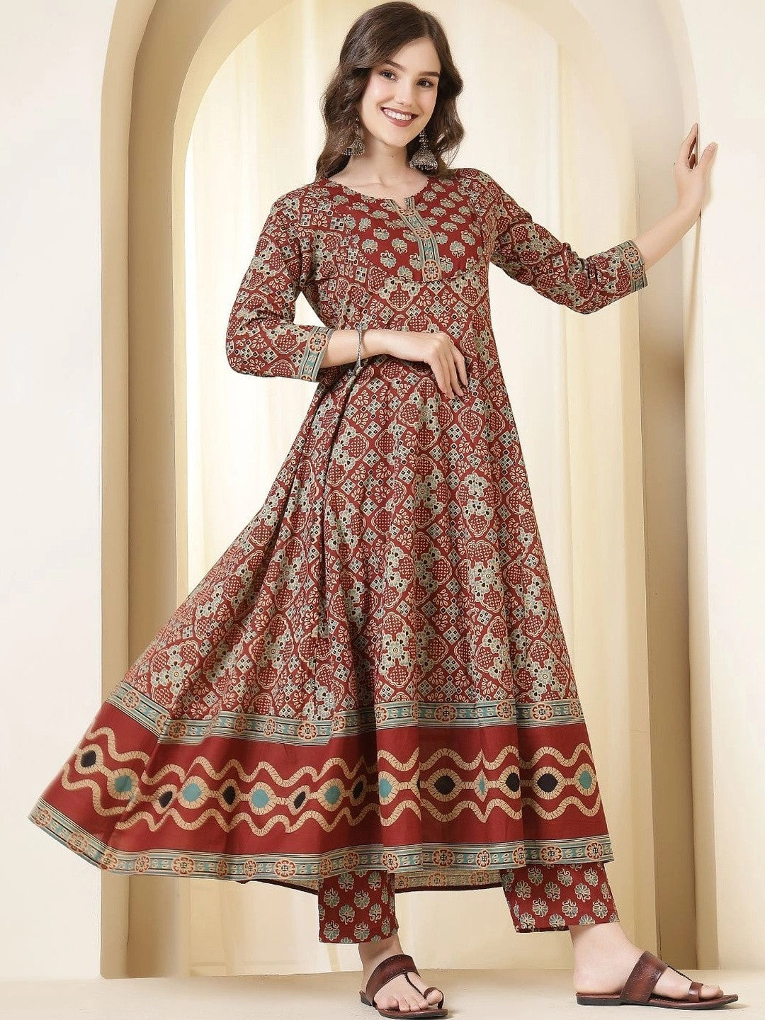 Women Ethnic Motifs Printed Regular Pure Cotton Kurta with Palazzos & With Dupatta